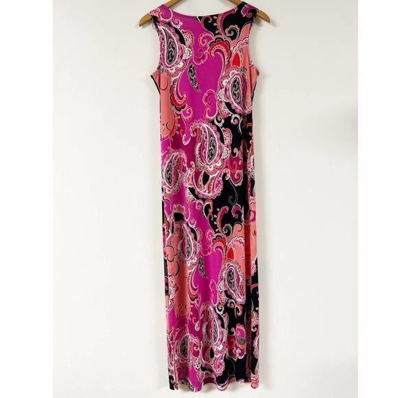 TIANA B Dress Womens Size Small Pink Paisley Sleeveless Maxi Side Slit - Picture 2 of 4